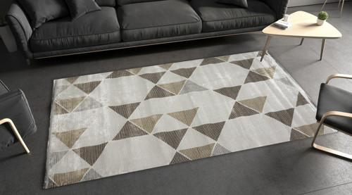 Zen Modern Desen Krem Modern Akrilik Makine Dokuma Salon Halısı - 6609