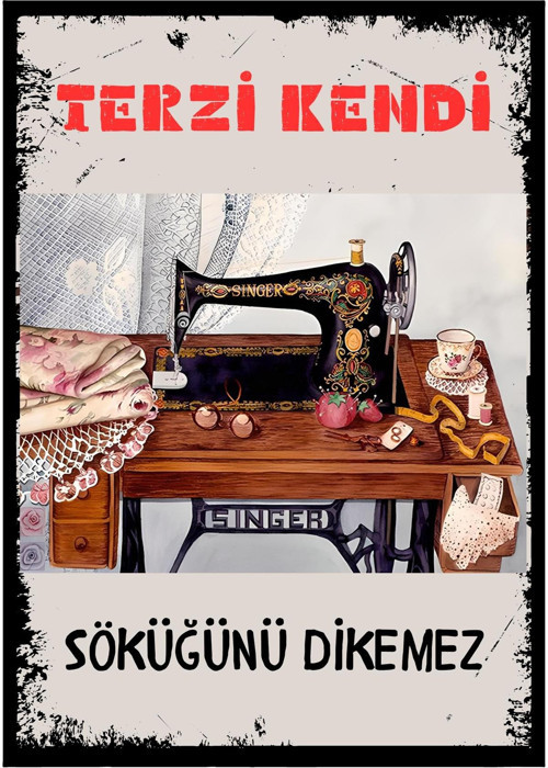 Terzi Kendi Söküğnü Dikemez Ahşap Duvar Posteri 28 x 20CM