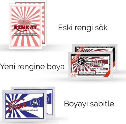 Kumaş Rengi Değişim Paketi 2 Adet Renk Sökücü + 2 Adet Vişne Çürüğü Boya + 2 Adet Fiske