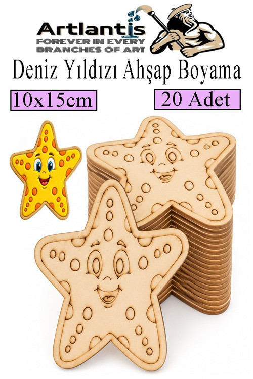 Ahşap Boyama Deniz Canlıları 20 Adet 10x15cm Boyama Figürü Etkinlik Çoçuk Gelişim Motor Beceri Kreş Anasınıfı