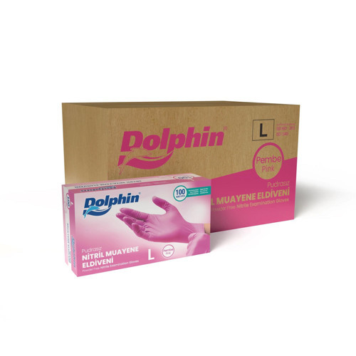 Tek Kullanımlık Pembe Nitril Eldiven - Muayne Eldiveni Large Büyük Boy - 100'lü 20 Paket