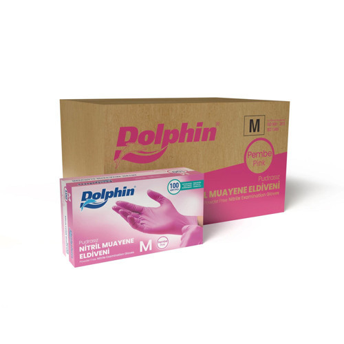 Tek Kullanımlık Pembe Nitril Eldiven - Muayne Eldiveni Medium Orta Boy - 100'lü 20 Paket