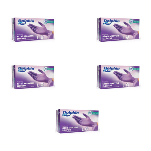 Tek Kullanımlık Lila Nitril Eldiven - Muayne Eldiveni Large Büyük Boy - 100'lü 5 Paket