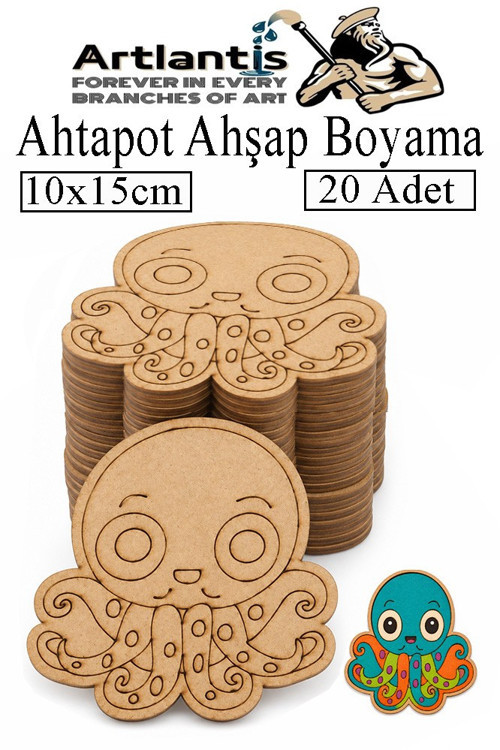 Ahşap Boyama Deniz Canlıları 20 Adet 10x15cm Boyama Figürü Etkinlik Çoçuk Gelişim Motor Beceri Kreş Anasınıfı