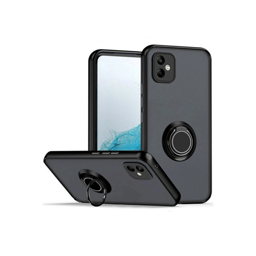 Samsung Galaxy A06 Kılıf Montreal Yüzüklü Silikon Kapak - Siyah
