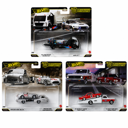 Premium Team Transport 89-91 Set Mercedes 300 SLR Ford Mustang RTR Corvair Yenko