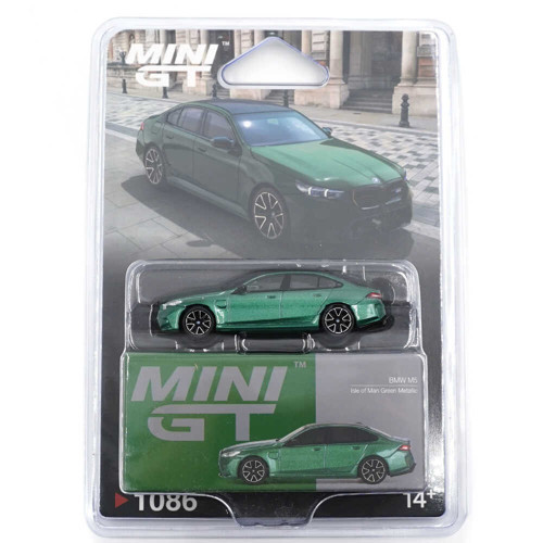 MINI GT 1:64 BMW M5 G90 Isle of Man Green Metallic Blister Paket Diecast Model Araba MGT01086-BL