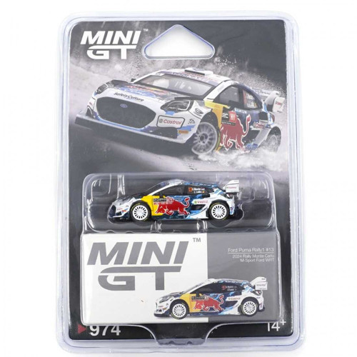 MINI GT 1:64 Ford Puma Rally1 #13 M-Sport Ford WRT 2024 Rally Monte Carlo Blister Paket MGT00974-BL