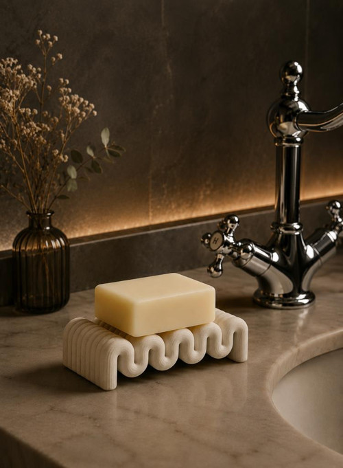 Dekoratif Plastik Sabunluk 10x5 cm | Modern Banyo Sabunluğu | Lavabo Üstü Su Tahliyeli Sabun Standı