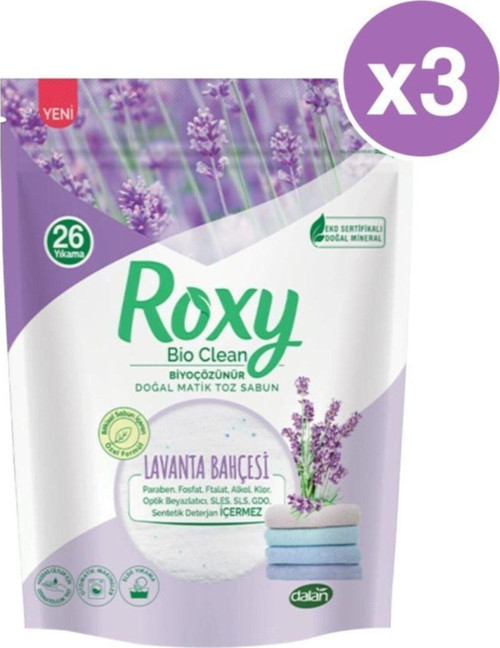 Roxy Bio Clean Lavanta Bahçesi Toz Sabun 800 gr (26 Yıkama) X 3 Adet