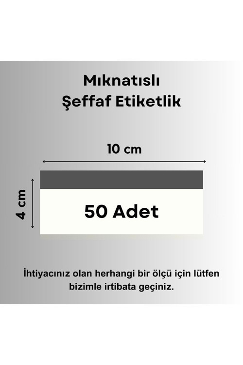 50 Ad Pvc Magnet Etiketlik Mıknatıslı 10x4 Cm Raf Etiket Cebi Şeffaf Ürün Etiketliği İsimlik