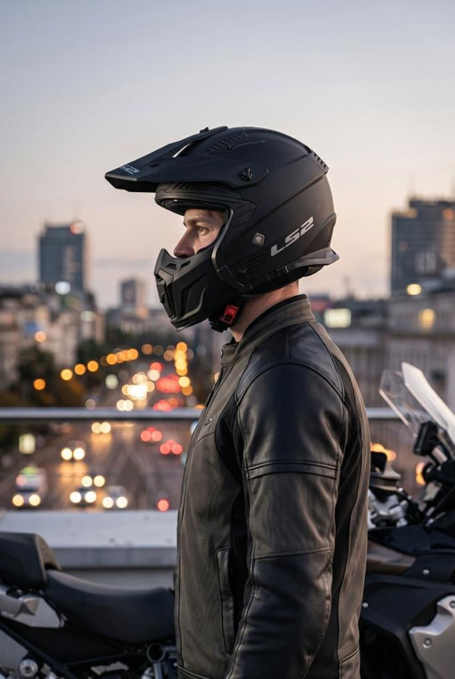 Drfiter Trial Motosiklet Kaskı (Çıkarılabilir çene koruması ve renkli vizör ile Alc Motosiklet
