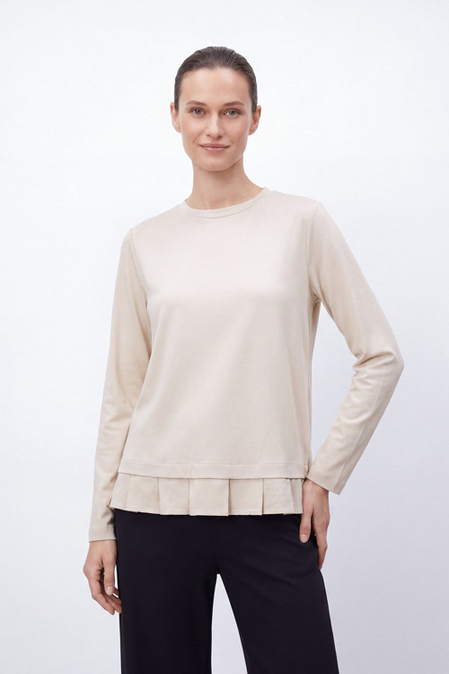 Kadın Etek Ucu Pile Detaylı Tunik - 26S-10784TUN - BEIGE