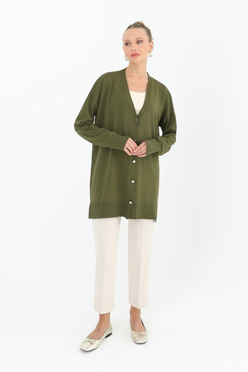 Kadın Çiçek Kabartmalı Basic Tunik - 10482TUN - KHAKI