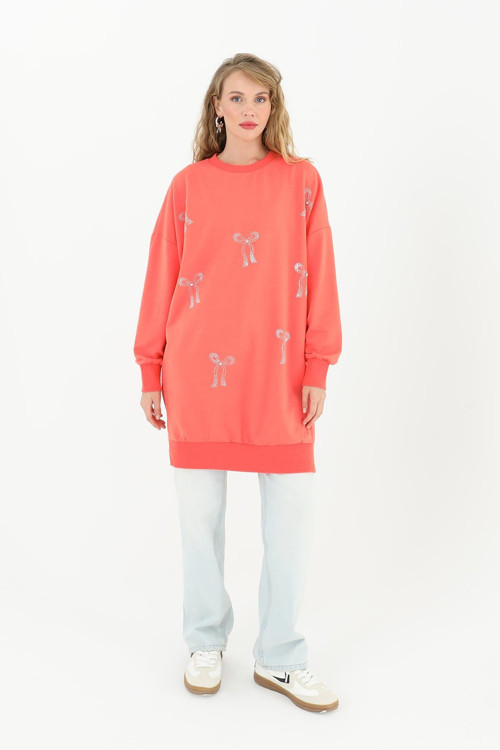 Kadın İşlemeli Tunik - 10593TUN - CORAL