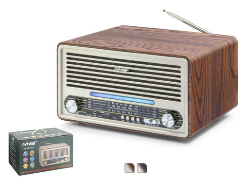 NS6679BT Bluetooth Nostaljik FM Radyo TWS USB TF AUX Hoparlör - Kahverengi