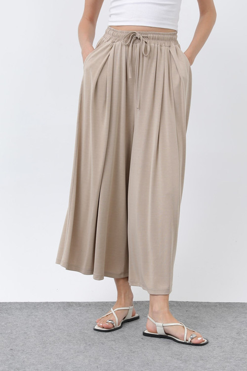 Kadın Beli Kuşaklı Etek Görünümlü Pantolon - 20664PNT - BEIGE