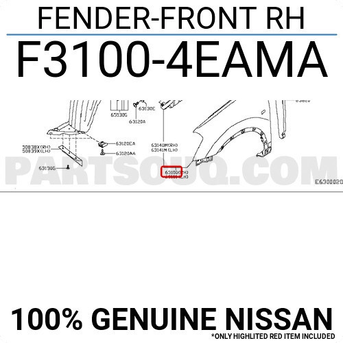 Nissan Qashqai Ön Çamurluk Sağ 2013- (Oem No: F31004Eama)