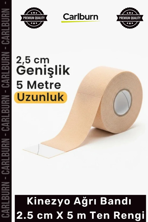 Özel Üretim Esnek Medikal Sporcu Kas Eklem Destekleyici Kinezyo Ağrı Bandı 25 cm X 5 m Ten Rengi