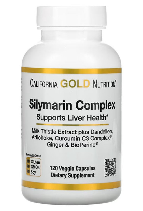 Silymarin Complex Milk Thistle Extract Plus Dandelion, Artichoke, Curcumin C3 Complex Ginger and BioPerine 120 Veggie
