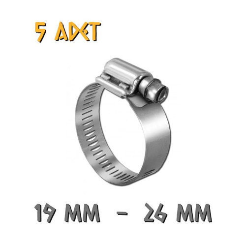Ayarlanabilir Hortum Kelepçesi - 19-26 mm. - 5 Adet