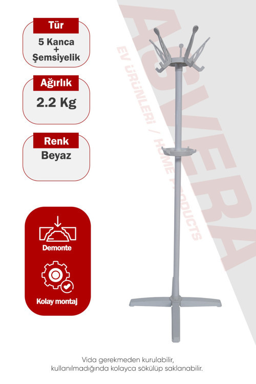 33-006 Portatif Ayaklı Portmanto Askılık - Ekonomik Demonte Elbise Ve Şapka Askısı
