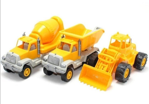 Oyuncak Plastik Kürekli Kamyon Kepçe ve Mikser 3 lü İnşaat Seti Her Biri 9 x 26 Cm