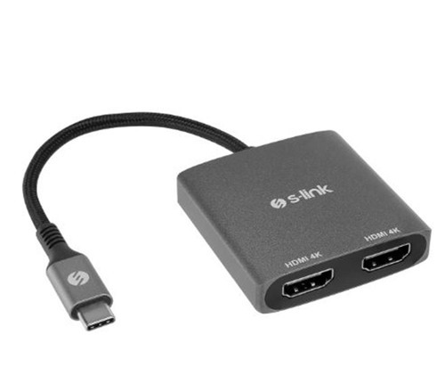 SWV-USBC026 4K@30Hz Gri Metal Type-C to 2 port HDMI Adaptör