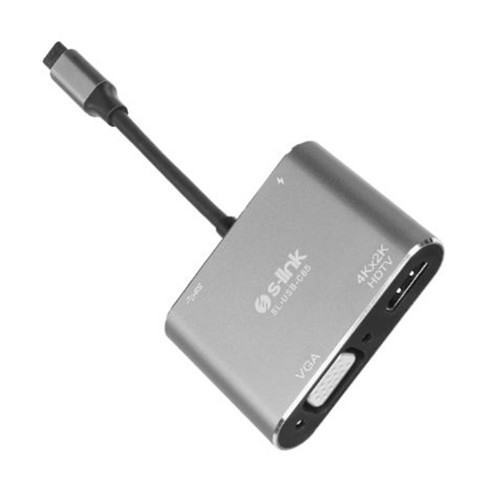 SL-USB-C85 4 in 1 Type C to, PD+HDMI+VGA+USB3.0 Çevirici Hub Adaptör