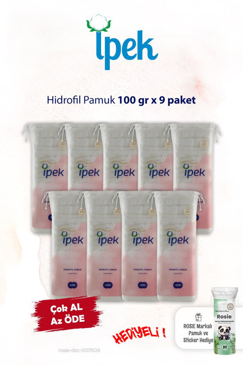100 gr. Hidrofil Pamuk 9 Paket ve ROSIE