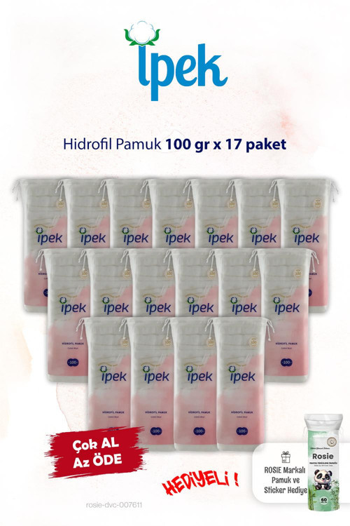 17 Paket İpek Hidrofil Pamuk 100 gr. ve ROSIE