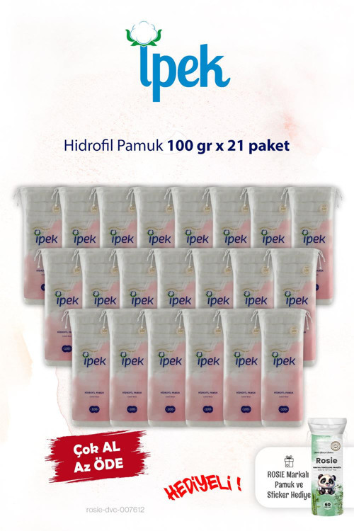 21 Paket x 100 gr. İpek Hidrofil Pamuk ve ROSIE