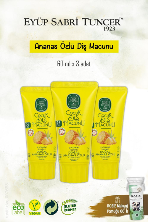 3'lü Doğal Ananas Özlü Diş Macunu 60 ml, Rosie Hediye