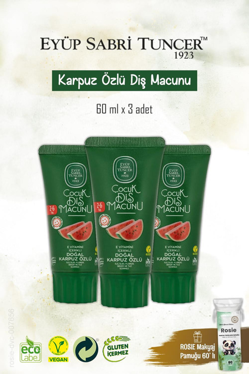 3'lü Doğal Karpuz Özlü Diş Macunu 60 ml, Rosie Hediye