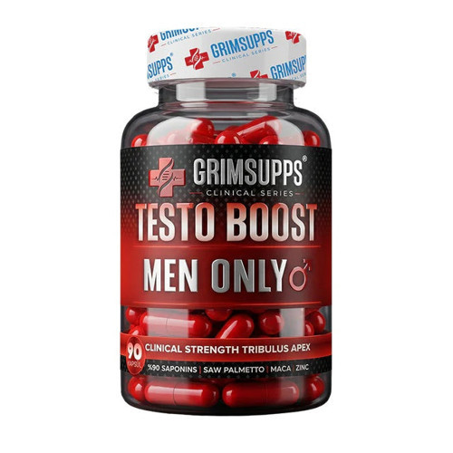 GRIMSUPPS TESTO BOOST MEN ONLY TRIBULUS , ARGININE , MACA , GINSENG 90 CAPS