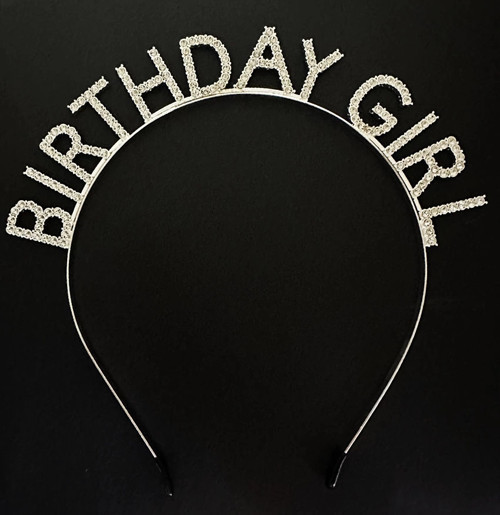 Gümüş Kristal Taşlı Birthday Girl Doğum Günü Tacı İthal Ürün 17x16 cm