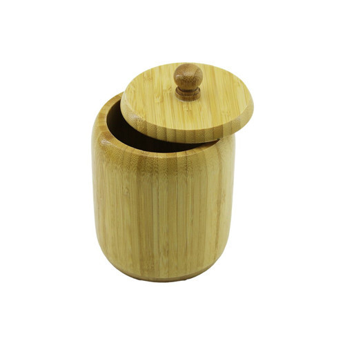 No-10 Ahşap - Bambu Şekerlik Kapaklı Çap: 9 cm Derinlik: 10.5 cm