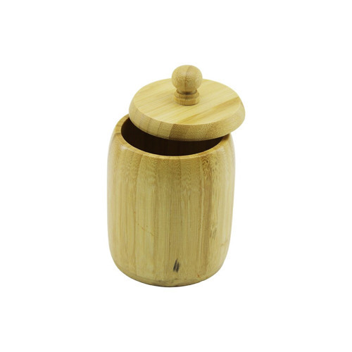 No-8 Ahşap - Bambu Şekerlik Kapaklı Çap: 7.5 cm Derinlik: 8.5 cm