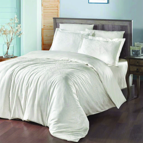 Jakarlı Saten Soho Krem Double Nevresim Takımı