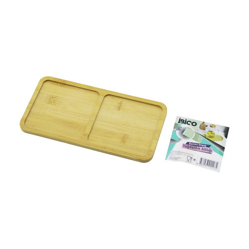 Dikdörtgen 2 Bölmeli Ahşap Bambu Yağdanlık Altlık Mini Tepsi 12 X 23.4 X 0.8 cm