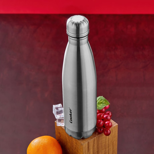 500 ml Krom Şişe Termos Paslanmaz Çelik - Kaydırmaz Tpr Taban