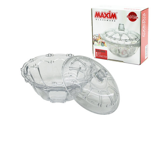 Cam Şekerlik Cam Kapaklı Çap: 13.5 cm - Y: 5.2--9.5 cm