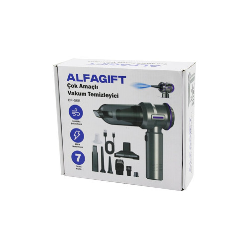 Oto Araç Type-C Sarjlı El Tipi Basınçlı Hava Üfleme - Süpürge 7 Başlık 100 W Dp-568
