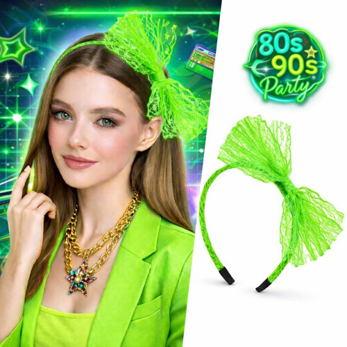 80’ler 90’lar Neon Yeşil Dantel Taç Fiyonklu Parti Taçları