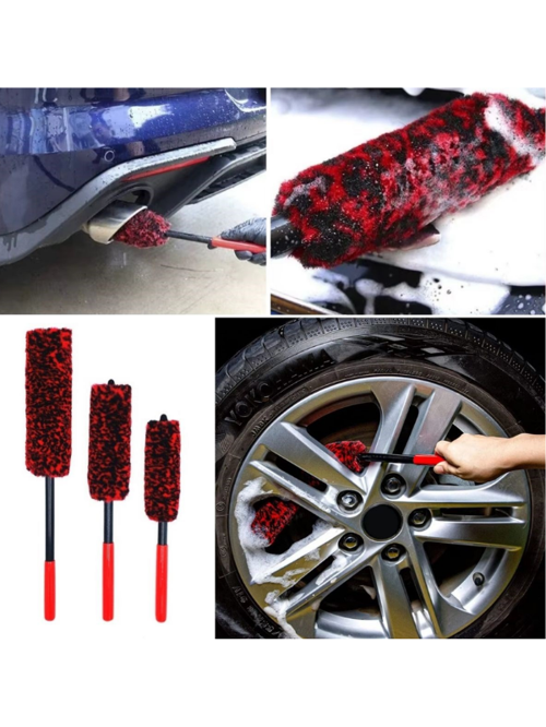 Egzoz Temizleme Fırçası 3lü Bükülebilen Peluş Detaylı Temizlik İçin Oto Jant