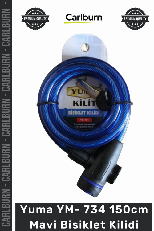 #Kilit Çelik Halat Zırhlı Güvenli Dayanıklı 12mm Kalınlık YM 734 150cm Mavi Bisiklet Kilidi