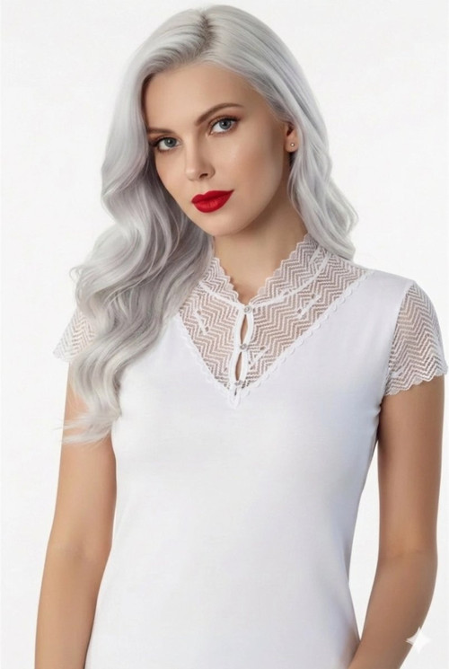 Şahinler Düğmeli Dantelli Atlet Bluz B640