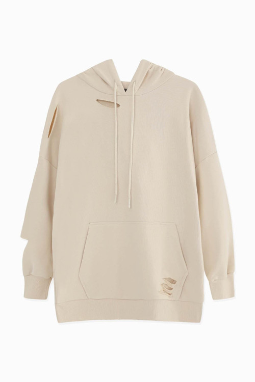 Kadın Kapüşonlu Sweatshirt - 31467SWT - BEIGE