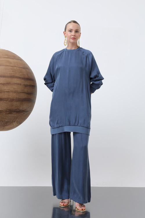 Kadın Yakası Ribanalı Tunik - 10665TUN - INDIGO