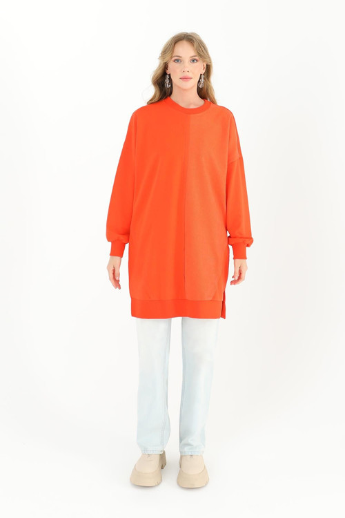 Kadın İki Parçalı Dikiş Detaylı Tunik - 10569TUN - LIGHT RED